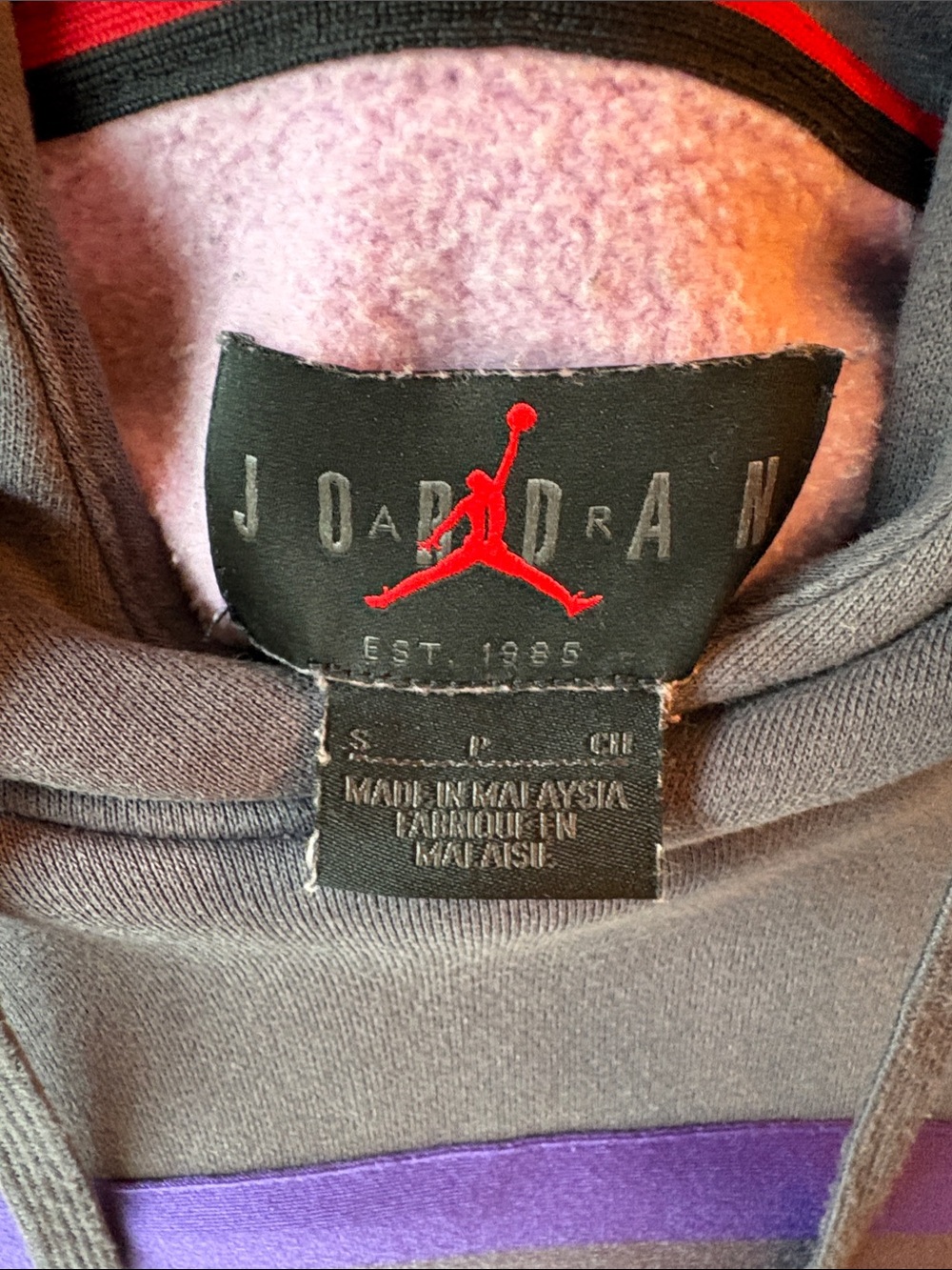 Jordan Men’s Colorblock Crewneck Hoodie - Gray, Black & Lavender - Picture 3 of 5